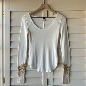 🚨SOLD🚨We The Free Cream Waffle Knit Long Sleeve Top